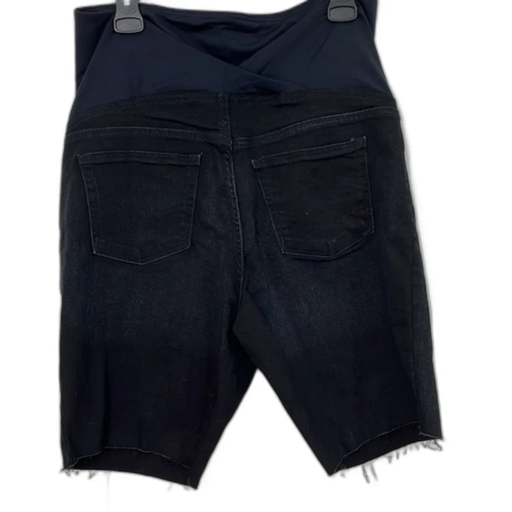 Isabel Maternity Bermuda Cut Off Denim Shorts Black Size 14 NWT